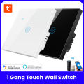 Tuya Smart WiFi 1 Gang Wall Touch Switch – Compatible with Tuya Smart Life App – Voice Control via Google Assistant & Amazon Alexa – Elegant Glass Panel Touch Switch in Black & White. 