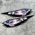 2pcs Set of Laser Effect JDM Anime Girl Eyes Stickers: Cool Laser Texture, Combines JDM Style with Anime Design, Scratch-Resistant and Waterproof for Cars, Motorcycles, PC Cases – Add a Trendy Touch to Your Items. 
