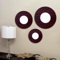 3 Layer Round Shape Wall Mirror - Wooden. 