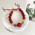 [ New ] Bracelet Dragon Scale Texture Agate Beads Nine Purple Fire Transfer Beads Bracelet New Chinese Country Trendy Men and Women Adjustable Bracelet. 