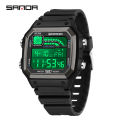 Sanda Trendy Small Square Multi functional Fashion Watch Waterproof Men's Watch Gift SD6196-1. 