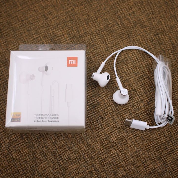 XIAOMI Mi Dual Driver USB Type C Earphone Hi-Res Audio Half In-Ear Mic Mi Earpieces For Redmi K50 K40 Note10 Pro Mi 11 T 10 Pro