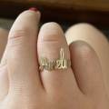 Customized Women's Personalized Name Ring Stainless Steel Adjustable Ring Gold Personalized Famous Brand Family Jewelry Gift. 