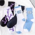 New Fashion Harajuku Women Socks Cotton Lightning Hip-hop Novelty Socks Couple Streetwear Black White Socks Blue High Quality. 