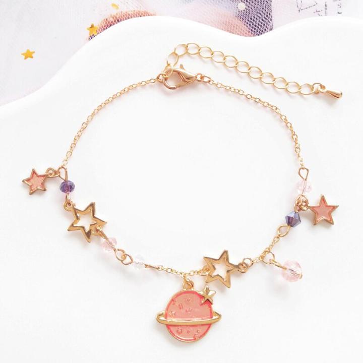 【Hengli jewelry story】Galaxy Armband Sterrenhemel Gold Crystal Charm Armband Planeet Sailor Moon Star Armband Sieraden Cadeau Voor Vrouwen Meisje