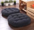 Velvet Round Floor Cushion Set of 2 – 24x24 Inch Soft Ball Fiber Filled Sofa & Seating Pillows. 