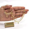 golden Nose to Ear Chain Bridal Ring/Indian Polki Nose Ring Nath Jewelry. 