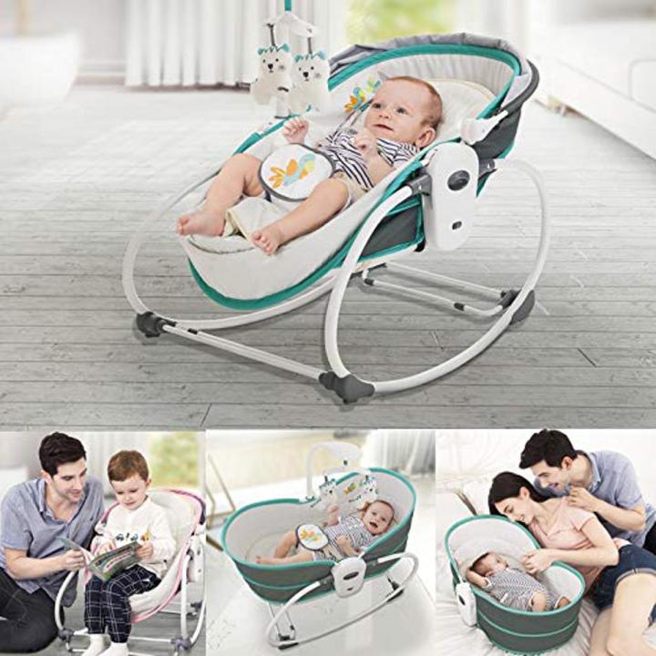 Branded 5 in 1 Baby Bassinet Rocker Rocking Napper Bounce Chair with Removable Baby Bassinet Melody Grey Daraz.pk