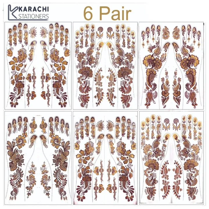 6%20Pairs%20-%20Removable%20Mehndi%20/%20Henna%20Classic%20Design%20Glitter%20Sticker%20Tattoo%20for%20EID%20&%20Wedding%20Functions%20-%20Image%202