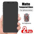 （For iP 14 Plus）1-2Pcs No Fingerprint Screen Protectors for iPhone 11 12 13 Pro Max Mini Matte Tempered Glass for iPhone 7 8 6 Plus XR X XS Max. 