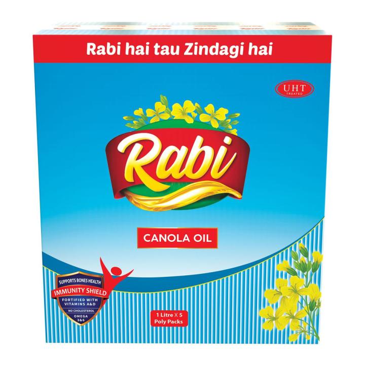 Rabi Canola Oil 1 Litre [Multi Pack 1 x 5] | Canola oil price | Organic Canola Oil