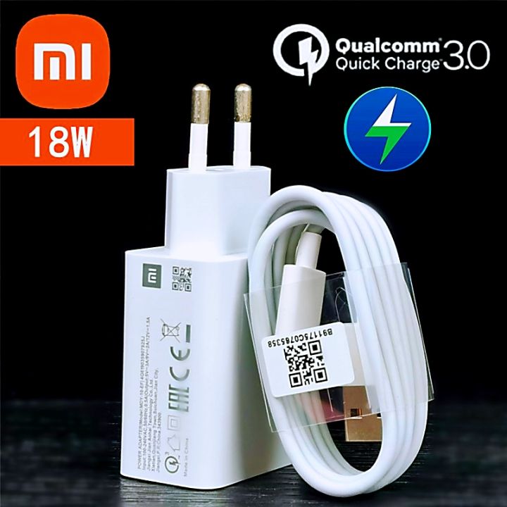 18w Xiaomi Charger Original Fast Charge EU Adapter for Redmi 12 10 12C Poco M3 C40 Redmi Note 9 8 Pro 2A Usb 3.1 Type C Cable Timenine