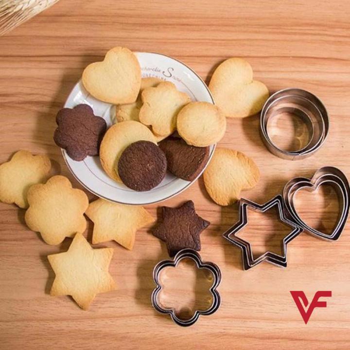 Cookies Pastry Fruit Cutters 12 Pcs Stainless Steel Cookie Cutter Heart Star Circle Flower Shaped Molds