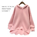 Women Hoodie Long Sleeve Pure Color Ribbed Cuff Sweatshirt. 