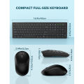 Wireless Keyboard And Mouse, WisFox USB Computer Keyboard With Silent Keys, Long Battery Life, 2.4GHz Full-Size Lag-Free Cordless Combo For PC Laptops Windows Mac Chrome OS (Black). 