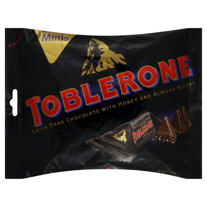 Toblerone Dark Chocolate with honey and almond Minis Laydown Bag 200g