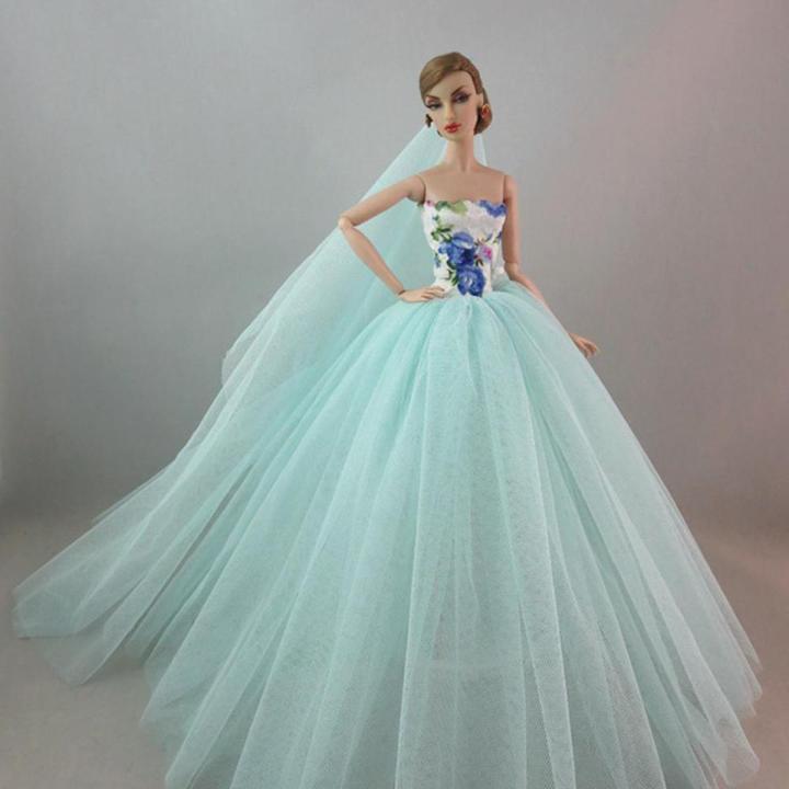 Elegant Evening Wear Princess Large Tailed Wedding Dress Noble Party Gown doll Outfit Best Gift