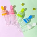 Baby Spoon Feeder - 90ml Silicone Baby Feeding Bottle With Spoon Newborn Infant Squeeze Spoon Toddler Food Supplement Rice Cereal Bottle Milk Feeder. 