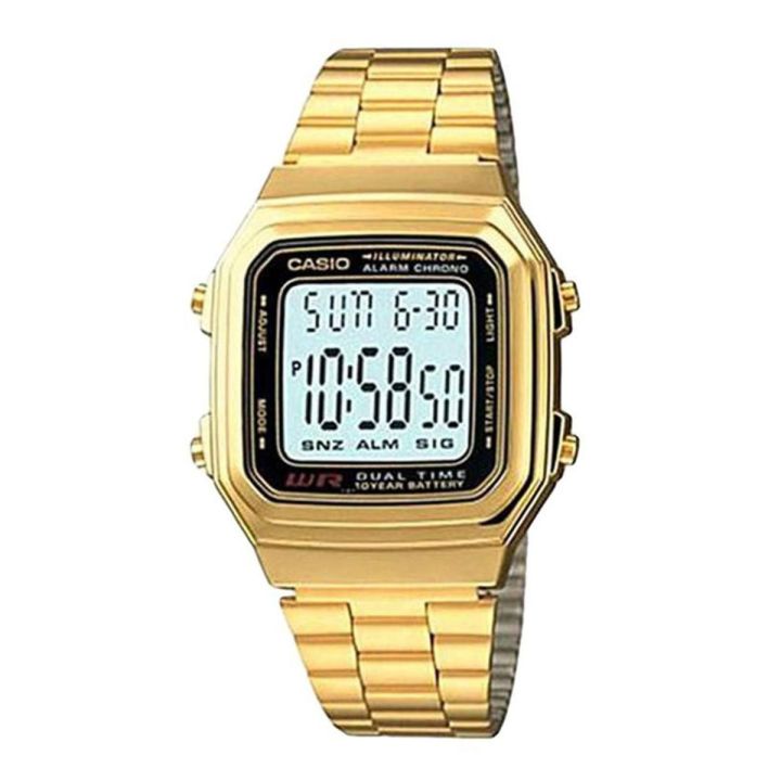 Casio Vintage Youth Black Dial With Golden Colour Bracelet Men's Watch- A178WGA-1ADF