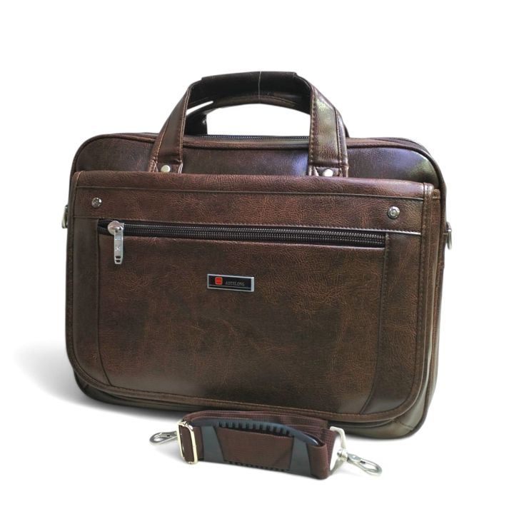 [Kashif Luggage] Men's Large Microfiber Leather 15.6” Briefcase Laptop Business Bag (CB1-Black)