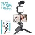 Vlogging Kit Accessories for Mobile Phone DSLR Camera Video Recording with Tripod Shoot Mic 360 LED Remote Selfie Light for Live Streaming Short Film. 