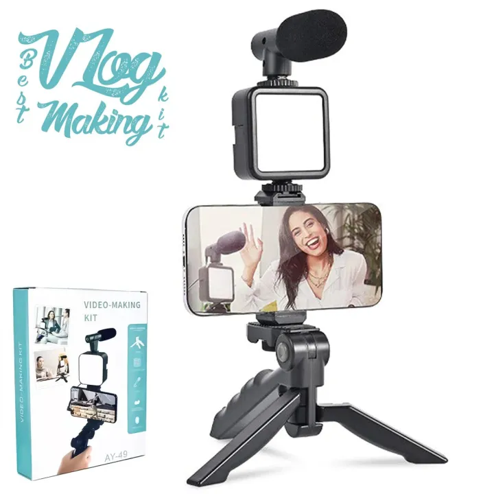 Vlogging%20Kit%20Accessories%20for%20Mobile%20Phone%20DSLR%20Camera%20Video%20Recording%20with%20Tripod%20Shoot%20Mic%20360%20LED%20Remote%20Selfie%20Light%20for%20Live%20Streaming%20Short%20Film%20-%20Image%209