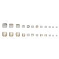SUMMER JZJ 24 pcs Nail Art Patch Glitter Powder Simple White Edge French Toenail Fake Nail Patch Foot Wear Nails. 