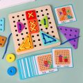Wooden Lacing Toy for Kids | Shape Matching Board with Rope Threading | Montessori Educational Activity | Develops Hand-Eye Coordination. 