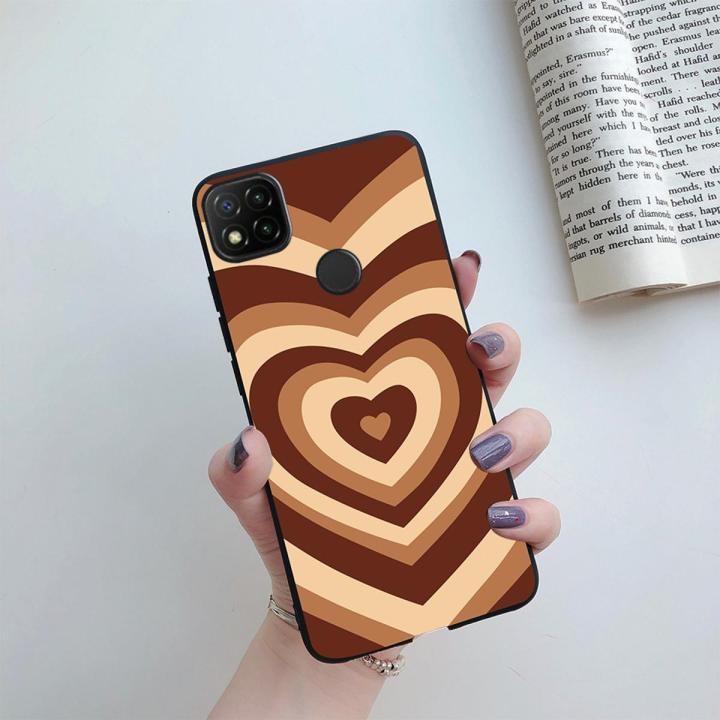 Xiaomi Redmi 9 / 9A / 9C Case Love Heart Rainbow Painted Candy Color Soft Silicone Back Cover Couple Phone Case