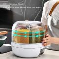 Cereal Rice Bucket Dispenser 6 Grid 360° Rotating Waterproof And Moisture-Proof Rice Storage Box For Kitchen, White. 