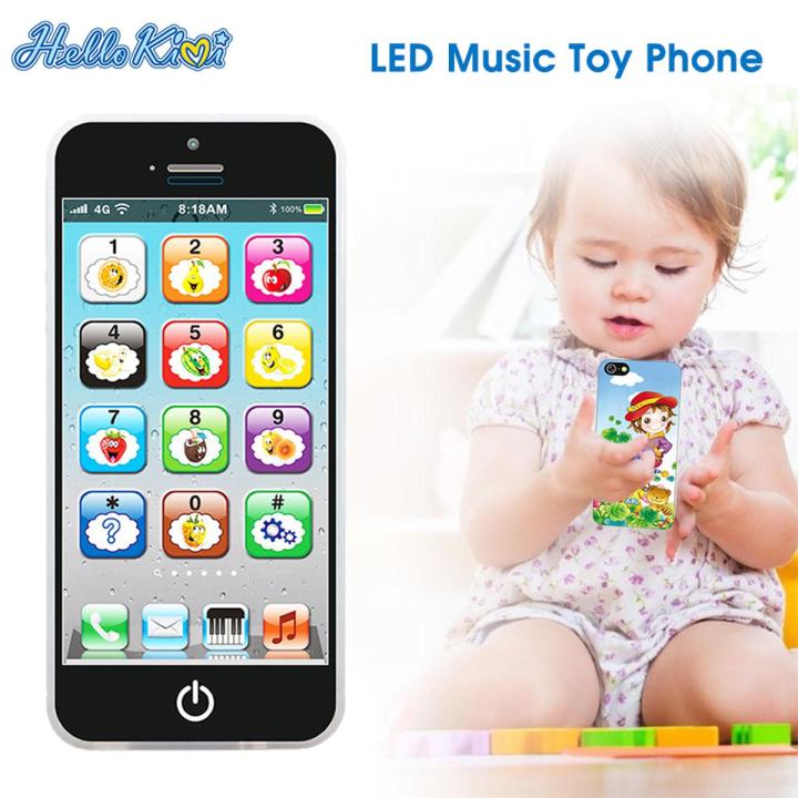 NYT Educational Toy Phone Rechargeable Learning Mobile Phone Toys Baby Kids Puzzle Phone English Learning Phone Toy With Music Led For Kids Intelligent Toys