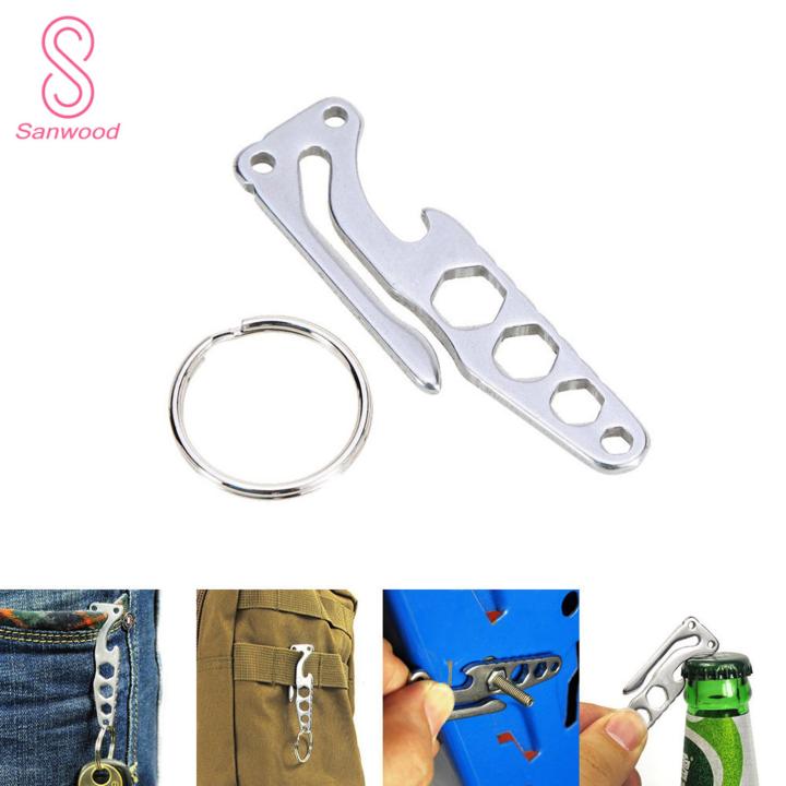 Portable Keychain Tool Compact Stainless Steel Multitool with Key Ring Bottle Opener Portable Versatile Metal Multi-tool for Everyday Use Pocket Key Holder
