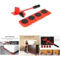 5 in 1 Heavy Furniture Moving Tool Kit Heavy Object Mover Portable Furniture Transport Lifter & Furniture Slider Moving House Cabinet Sofa Bed Desk 4 Wheeled Mover Roller 1 Wheel Bar Hand Tools Set - Red. 