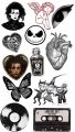 Gothic Stickers Pack - Dark Aesthetic Stickers for Laptop, Phone, Diary | Edward Scissorhands, Skeleton, Angel, Poison Bottle | Black & White Grunge Stickers. 