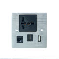 Multifunctional Media Wall Socket Outlet, Multimedia Wall Plate Silver -(Multi, USB, HDMI, Internet,). 
