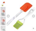 Silicone Flexible Spatula and Brush Set for Baking, Glazing, Cooking and Mixing Heat Proof Non Toxic Kitchen Tools Set of 2 Multicolor. 