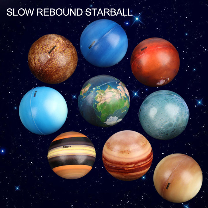 Stress Relief Planet Ball Toy 9pcs Solar System Planet Ball Toy Set for Kids Adults Educational Stress Relief Slow Rebound Sponge Squeeze Fidget Balls Southeast Asian Gift