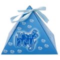 Its A Boy Box For Sweets - Pyramid Boxes - 3.5 x 3.5 Inch - Its A Boy Decoration Items - Baby Boy Welcome Decorations Set - Baby Boy Theme Welcome - Blue - Boys - Pack Of 50. 