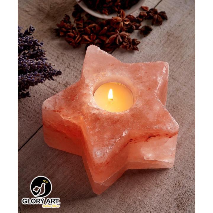 Hemalayan Star Salt Candle Holder Dark Pink Color Best for Party Gift , Night light, , Asthma and Allergy Patients to Clean room Atmosphere.