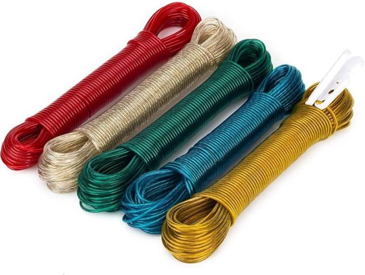 Cloth Laundry Rope PVC Coated Metal 20 meters - Multicolor | Daraz.pk