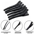 Pro Tools Sectioning Hair Clips Set, Slip-Free, No Crease Design, For Styling + Coloring All Type Comb Clip Straight Carbon Hairdressing Supplies - for Hairdressers, Clips, Cutting 6 Pieces, Black. 