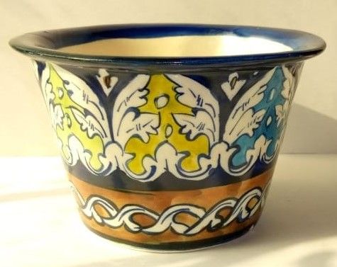 Blue%20Pottery%20Plant%20Pot%20Handmade/%20Hand%20painted,%20Height:%203.5%20Inches%20-%20Image%203