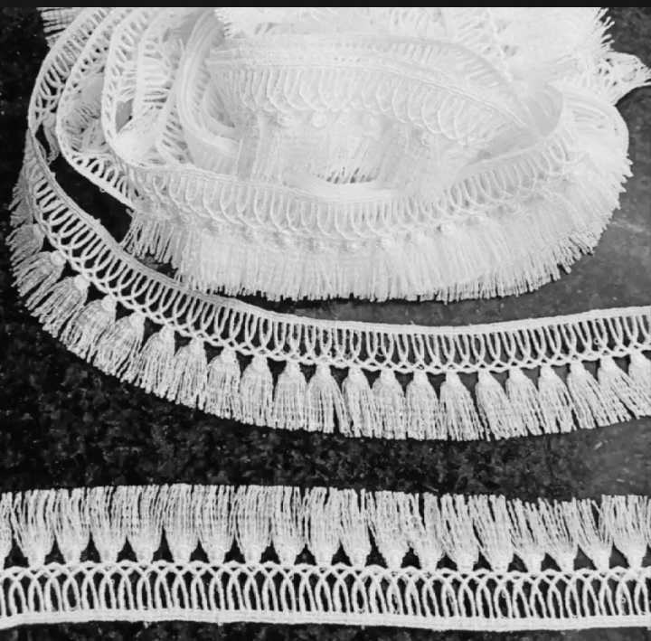 02 yard (gaz) fancy Shuttle Jhalar Lace / tassel lace for clothes, dupatta , suit / milky lace for girl & women