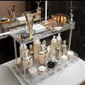 2 Layer Acrylic multi-function storage rack double tiers standing type for household cosmetic bottle jar tools. 
