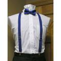 Blue - Elastic Suspender + Bow Ties for boys. 