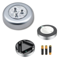 Mini Wireless 3 LED Light Push Touch Lamp Kitchen Cabinet Closet Night Light Toilet Bathroom Children Bed Room Wall Tap Light Stick-on Push Button Touch Lights | 3 LED Lights Operates with 3 AAA Battery (Not Included). 