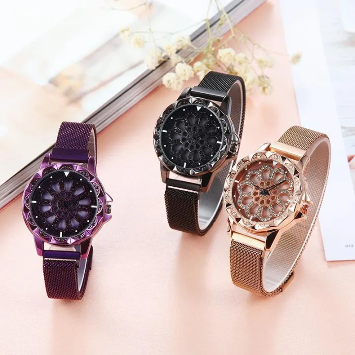 pack%20of%203%20watch%20360%20degree%20rotation%20Women%20Mesh%20Magnet%20Buckle%20Starry%20Sky%20Watch%20Luxury%20Fashion%20Ladies%20Geometric%20Quartz%20Watch%20waterproof%202019%20Model%20Magnetic%20Strip%20College/Office%20Girls%20-%20Image%203