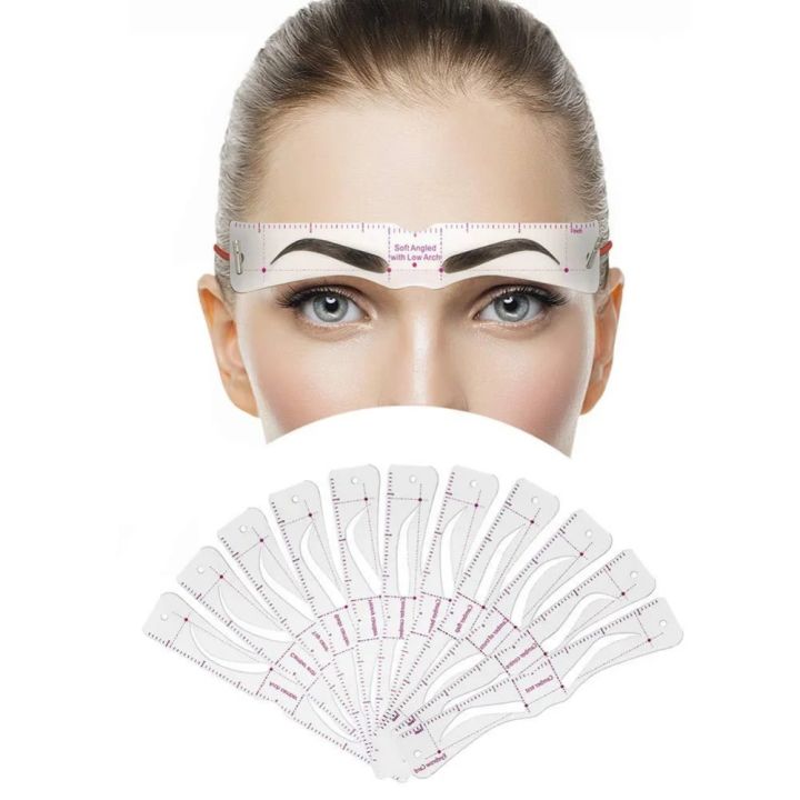3D Reusable Eyebrow Stencil Set Drawing Guide Styling Shaping Tool with Rope Eye Makeup Stencils Eye Brow Grooming Template Card