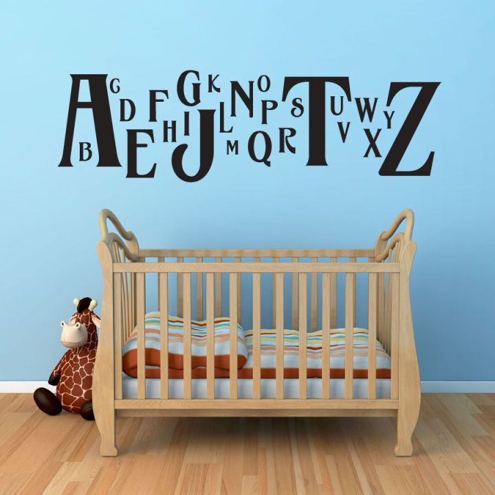 English Alphabet letters academic self adhesive wall stickers for kids, boys, girls, baby, class, school, bedroom, cupboard, home decoration decor lovers - size- 3 x 1 feet - Black - lucky garnet