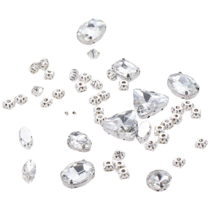 130%20PCS%20Glass%20Rhinestones%20Sew%20on%20Rhinestones%20DIY%20Craft%20Jewelry%20Making%20Mixed%20Shapes%20Crystal%20Clear%20Rhinestones%20for%20Crafts%20Flatback%20Silver%20Claw%20Rhinestone%20Applique%20Shoes%20-%20Image%207